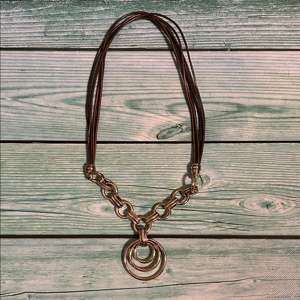 Premier Designs Gold and Brown Statement Necklace